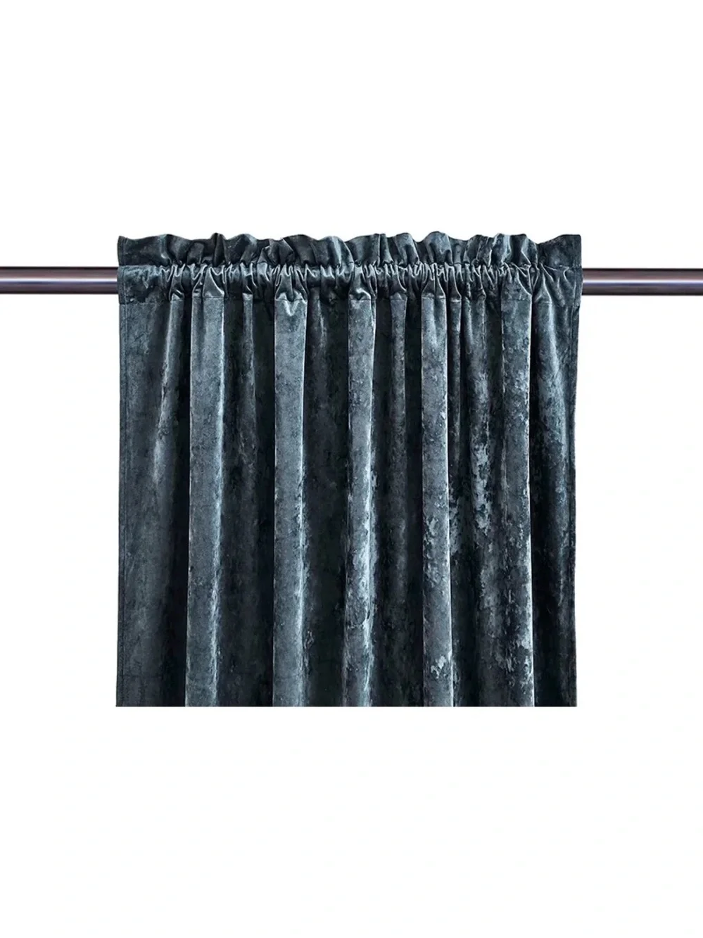 Velvet Rod Pocket Window Curtains - Slate Blue 100x96in